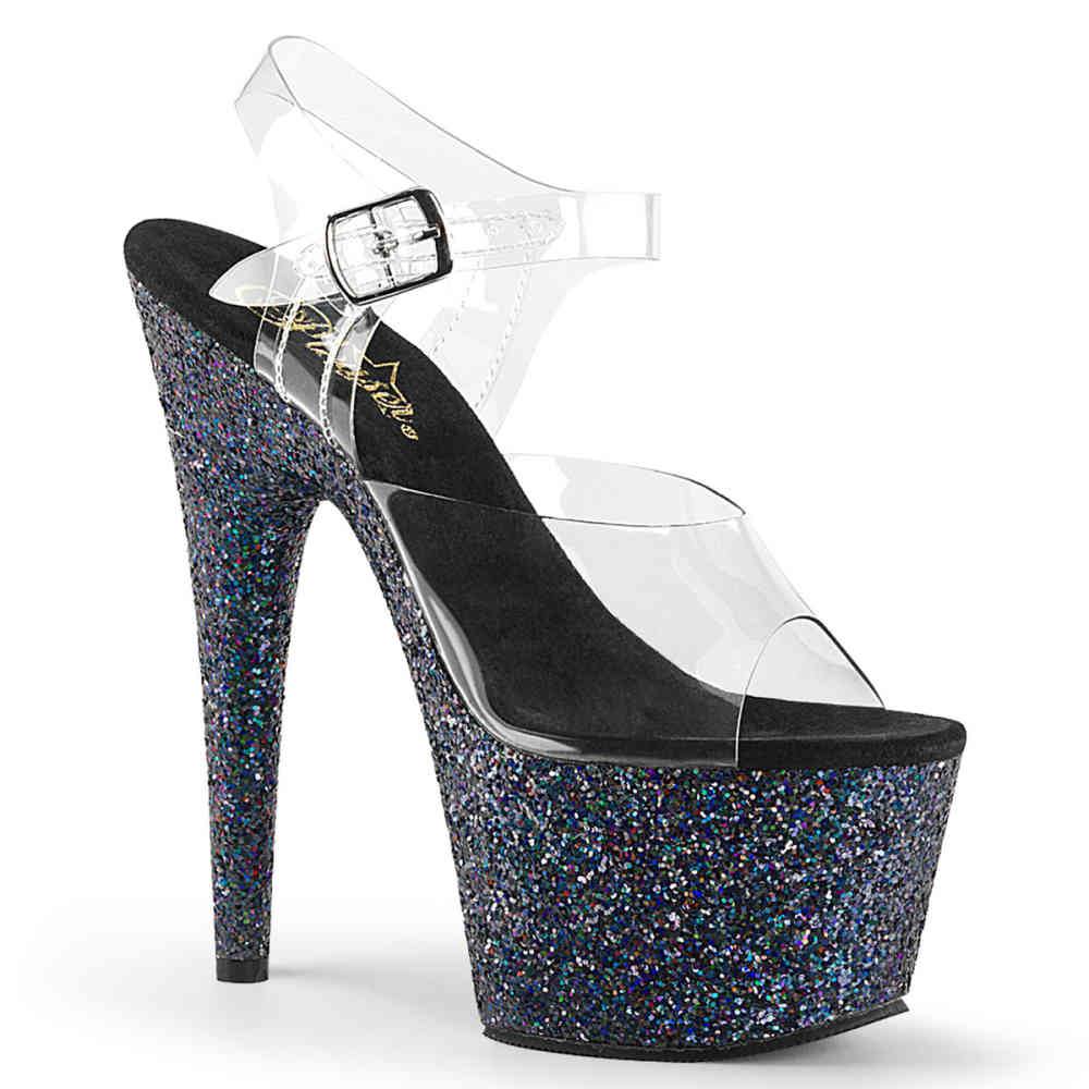 Pleaser - ADORE708LG Sandale à bride à la cheville, Pole dance chaussures - Chaussures de pole dance - Noir/Multicolore Product image